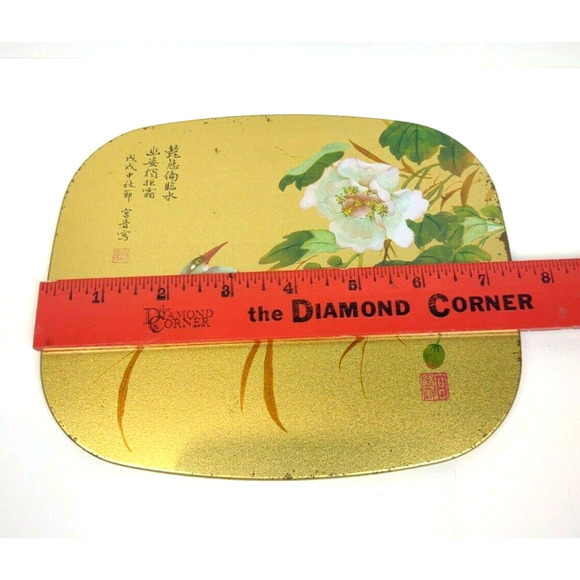 Vintage Asian Cork Hot Pad Trivet Birds Floral Mid Century Anti Slide 7.5" - Picture 2 of 4